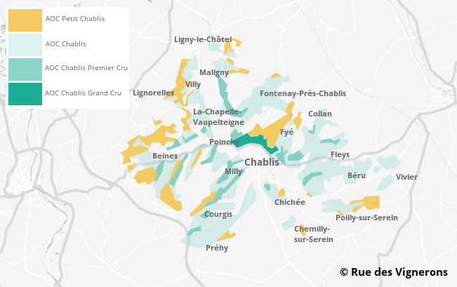 Carte-vignobles-chablis Carte vignoble Chablis