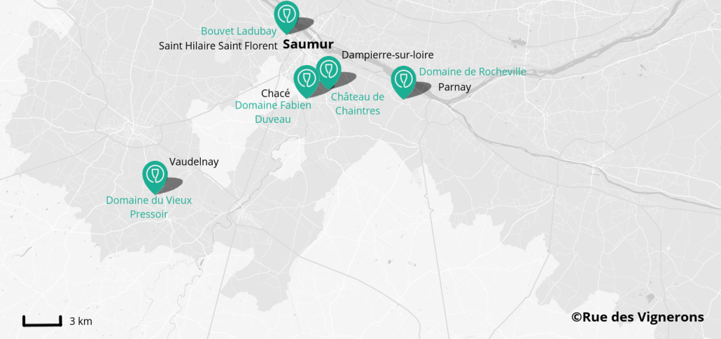 Domaines proches de Saumur Carte domaines Saumur, domaines proches de saumur val de loire, dégustation saumur