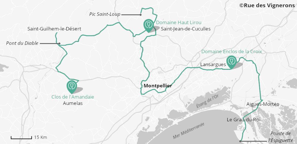 Carte de la route des vins du Languedoc Carte de la route des vins du Languedoc, route des vins languedoc carte, route des vins montpellier carte, carte vignobles languedoc, carte vignobles vers montpellier