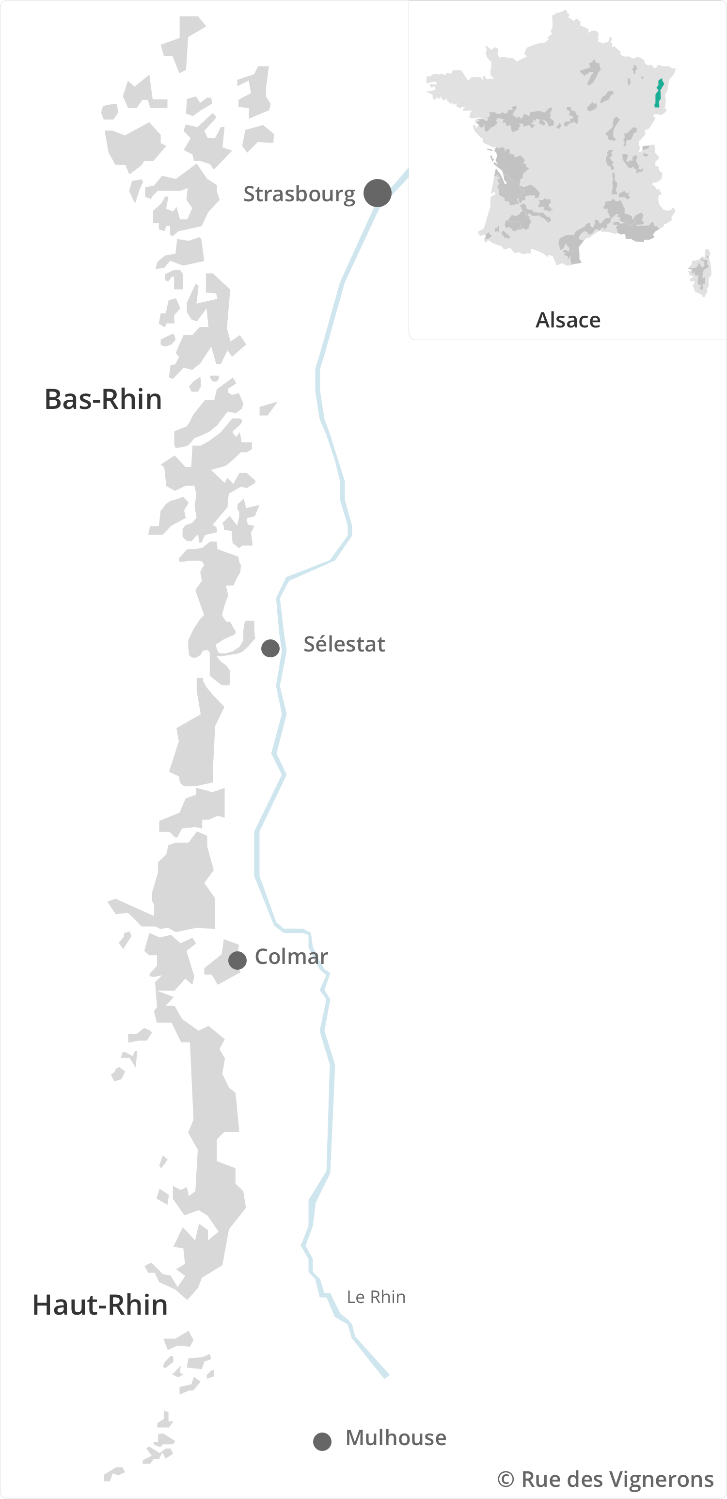 Carte des vins d'Alsace, carte vignoble alsace